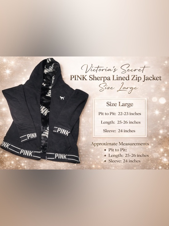 PINK Victoria's Secret Jackets & Blazers - Victoria’s Secret PINK Sherpa Lined Zip Jacket Size Large Black